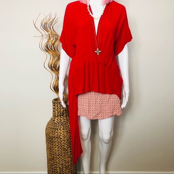 sass & bide Red Riff Raff Asymmetrical Top 10 - Picture 11 of 11